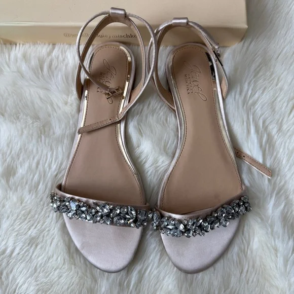 Jewel Badgley Mischka Ohara Minimalist Crystal Adorned Flats size 5.5 - Picture 2 of 5